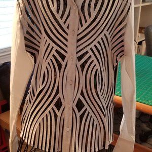 Ladies/ Long Sleeve Blouse/ With See Thru cut outs